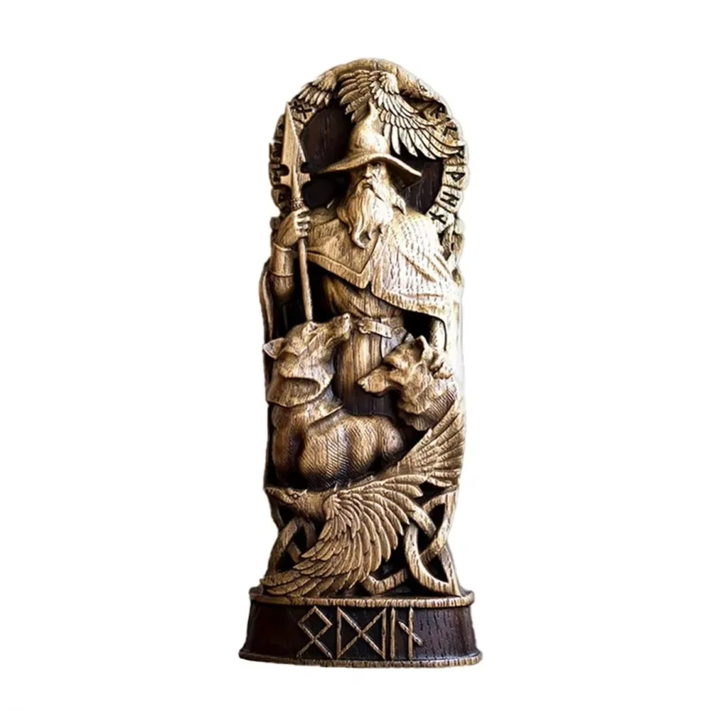 Creative Retro Nordic Gods Sculpture Carving Mythical Freya Statue Collectible Resin Crafts Hero Art Figurine Home Decoration