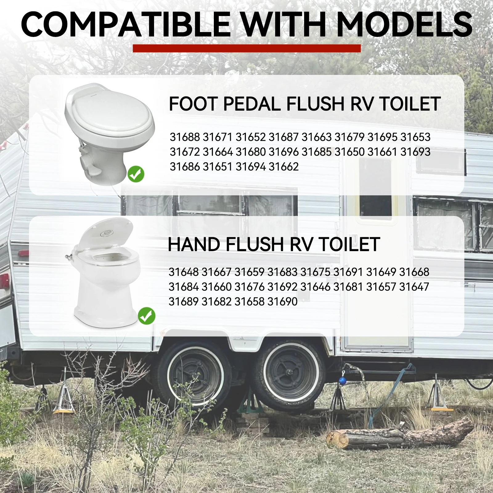 Water Valve Kit 31705 For Thetford Aqua-Magic V Toilet High Low Hand Foot Flush Replaces 31688 31687 31653 RV Camper