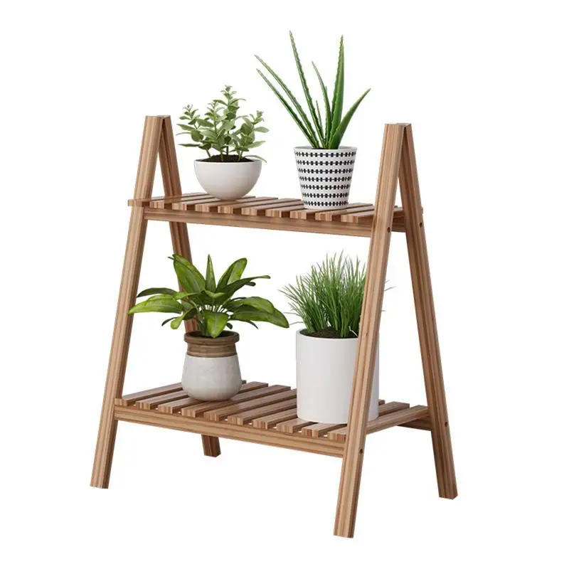 Étagère en bois pliable pour plantes, étagère à plantes T1, échelle intérieure et extérieure, présentoir pour plantes, étagères de rangement pour jardin, balcon, cour, 2 niveaux