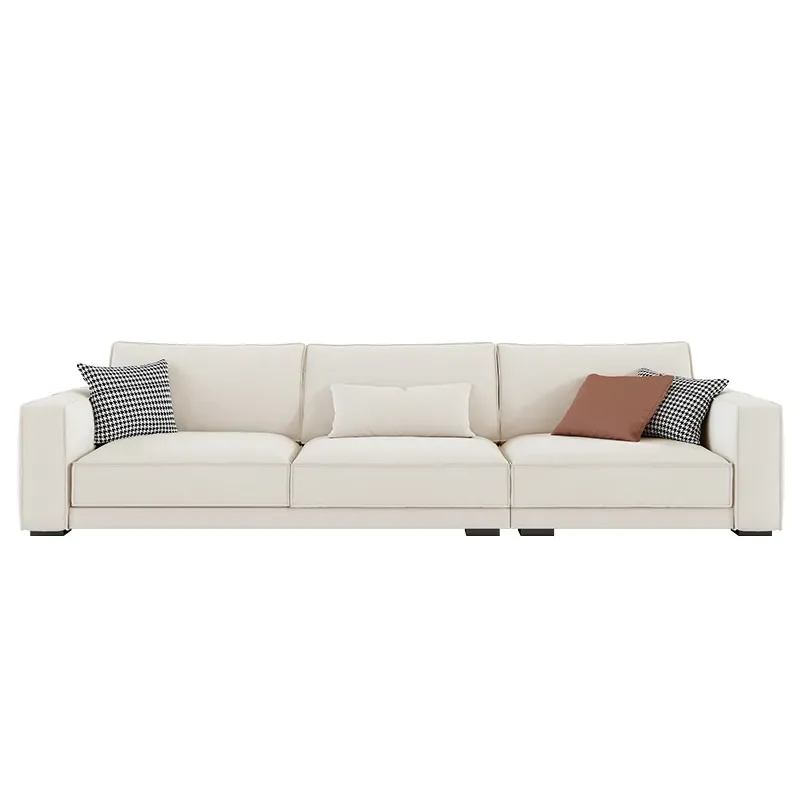 for Cat Claw Fabric Sofa Nordic Simple Modern Small Apartment Living Room Straight Row Three Person Cream Wind Tofu Sofa