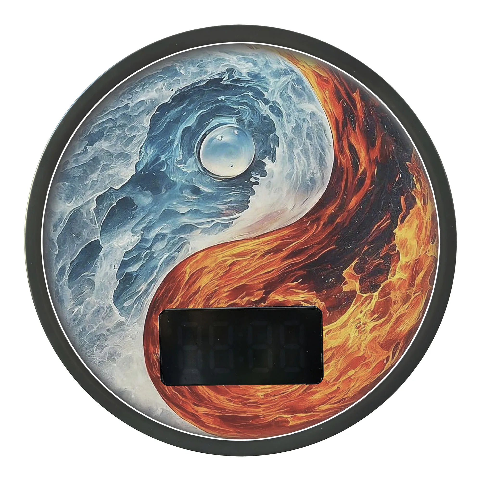 Yin Yang Water Fire LED Backlight Digital Wall Clock Oriental Philosophy Luminous Night Light For Home Office Meditation Room