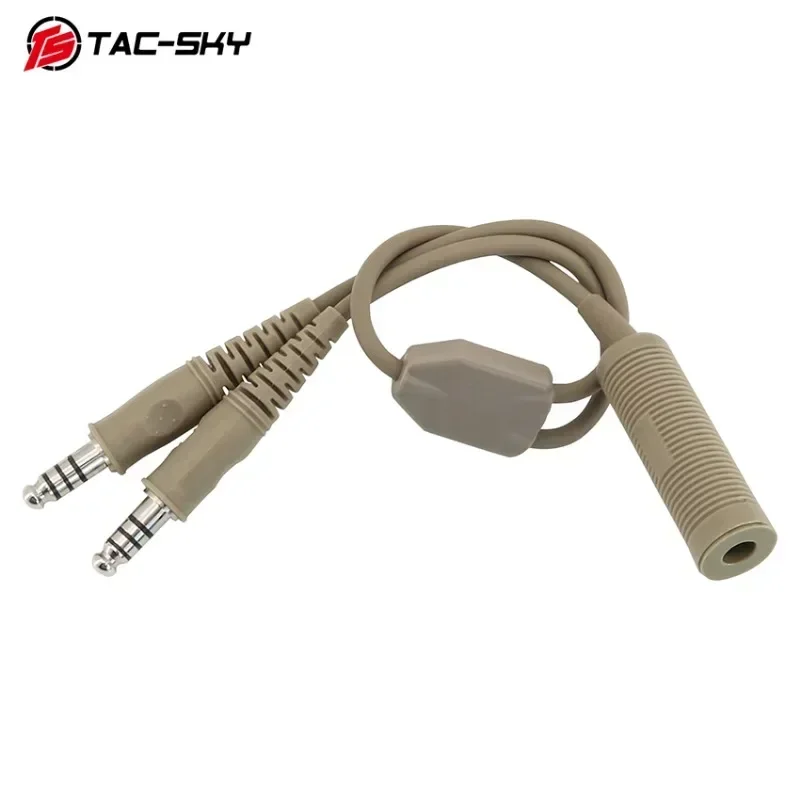TAC-SKY Tactical Military Headset Adapter Single Pass to Dual Pass Cable for Tactical Comta Sordin Shooting Headphone
