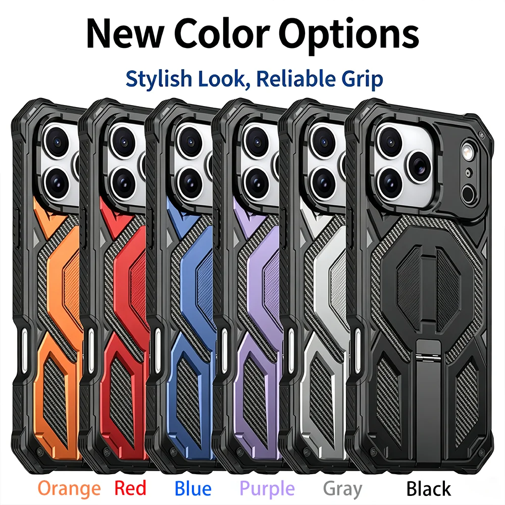 Convient aux séries iPhone 12-17/Plus/Pro/Pro Max, coque de téléphone anti-chute magnétique à quatre coins avec support invisible Explorer.