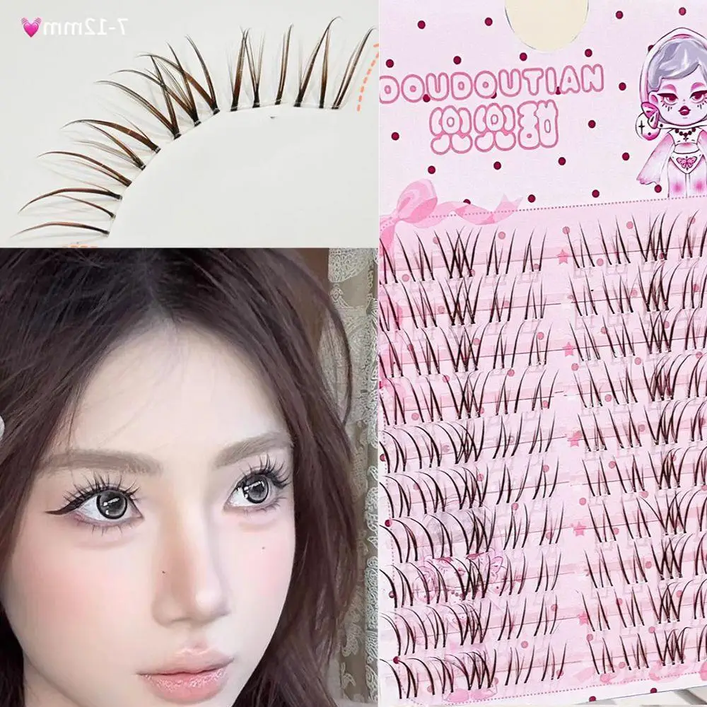 لتقوم بها بنفسك عيون أنيمي الكورية الصليب الخامس الرموش الصناعية البني مجزأة لاش تمديد الطبيعة طويلة للنساء الفتيات أدوات ماكياج لوازم