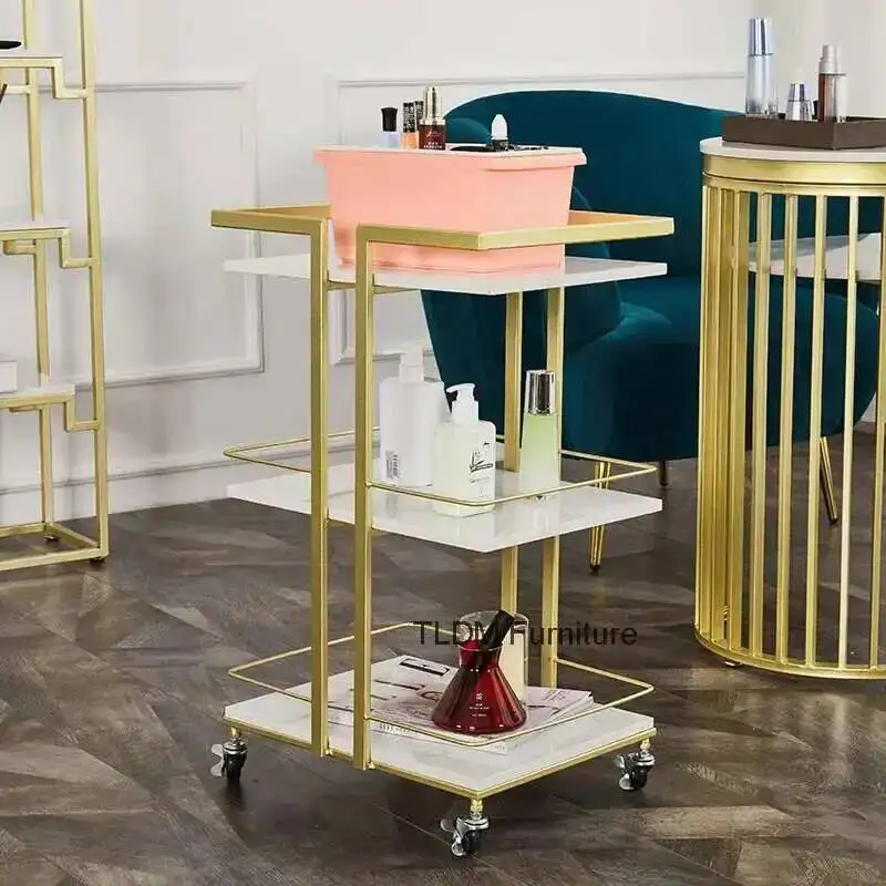 Storage Modern Iron Mobile Slate Salon Trolleys Multi-layer Nail Salon Cart Beauty Salon Tool Shelf Trolley Salon Furniture