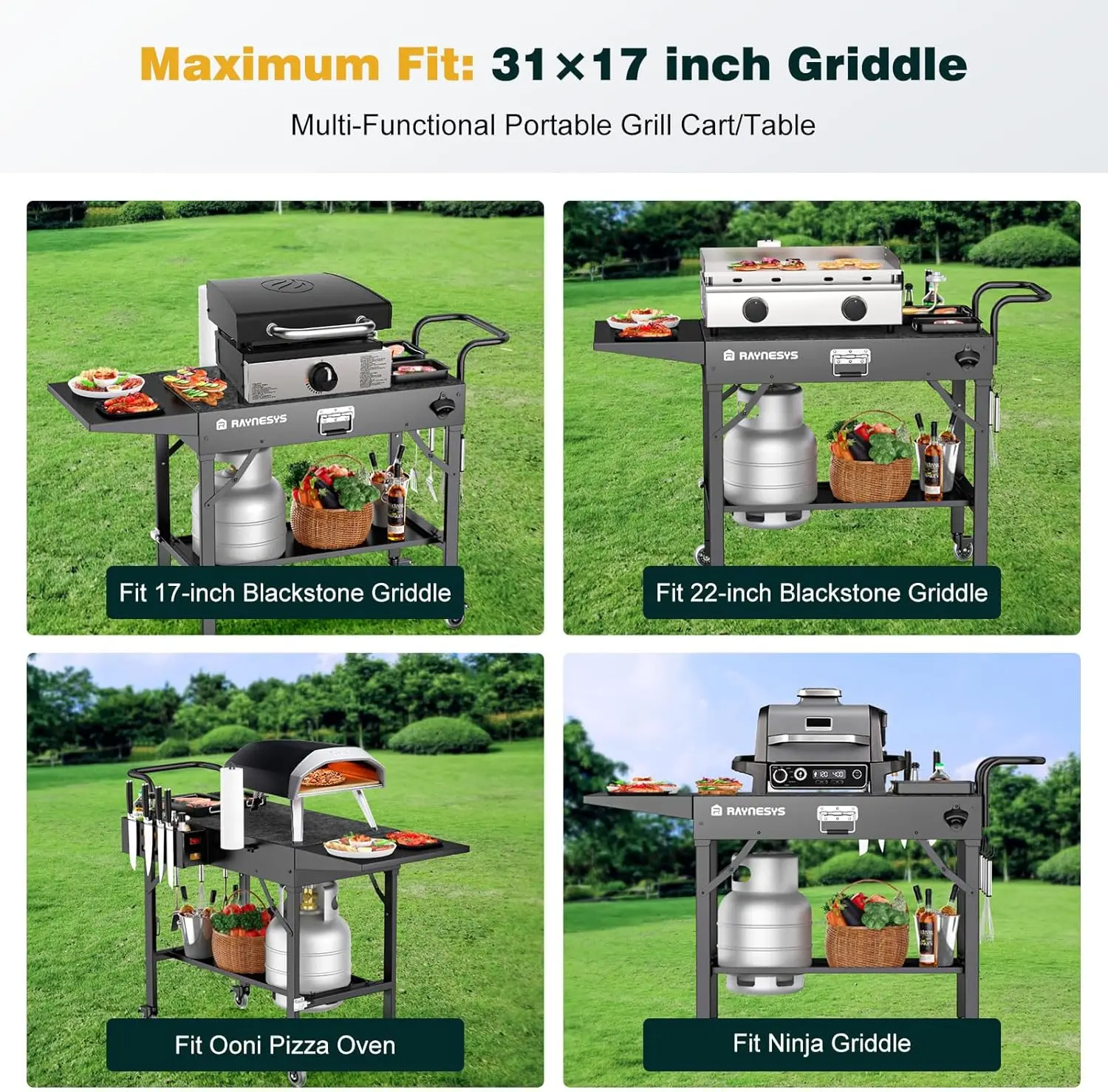 Outdoor-Grill tisch, Blackstone-Grillst änder, 440 Pfund Klapp grill wagen, Pizza ofen Tischst änder für Onni,Food Prep Tisch mit