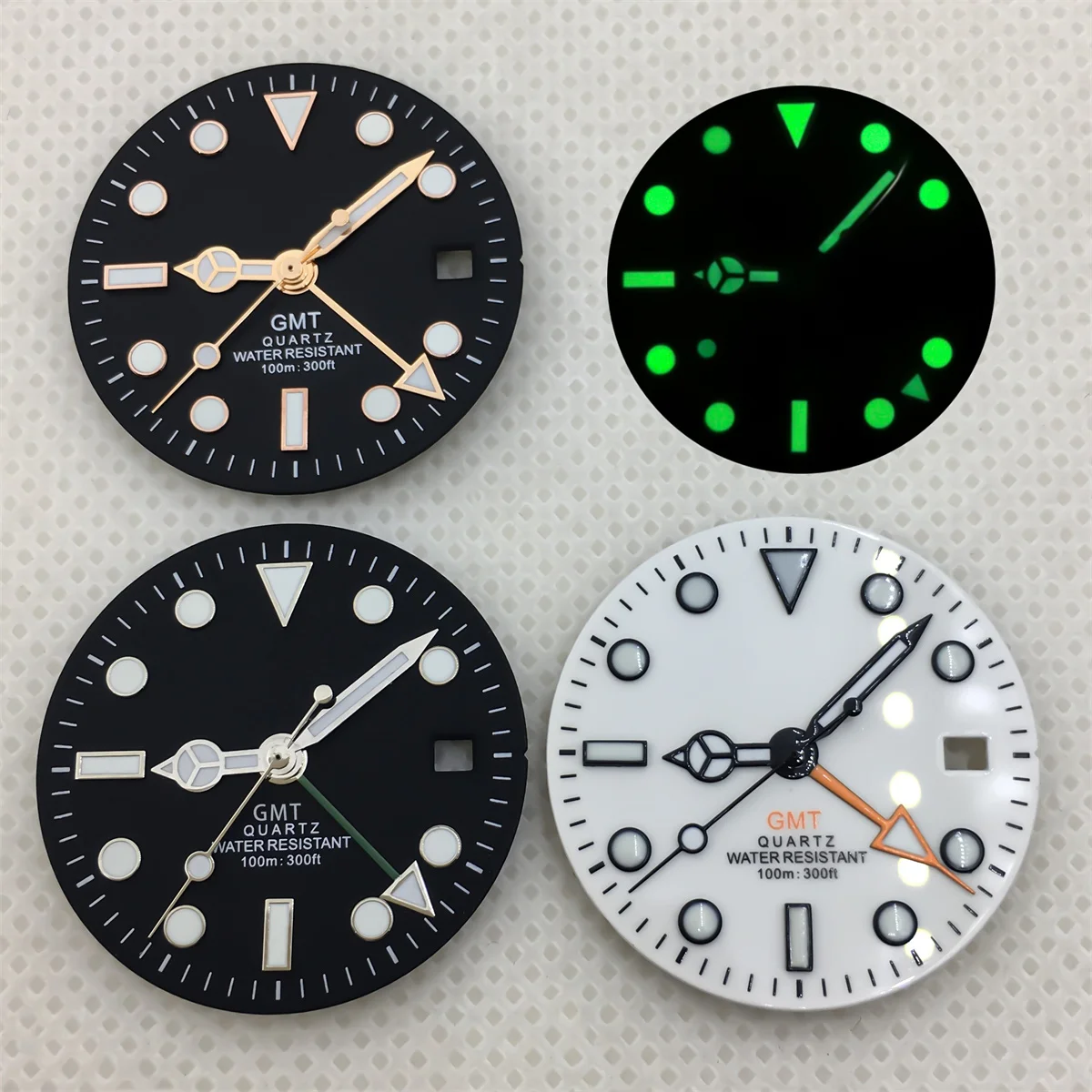 BLIGER 29 มม.ควอตซ์ GMT dial สีขาวสีดํา dial เหมาะกับ RONDA 515 การเคลื่อนไหวควอตซ์อะไหล่นาฬิกา