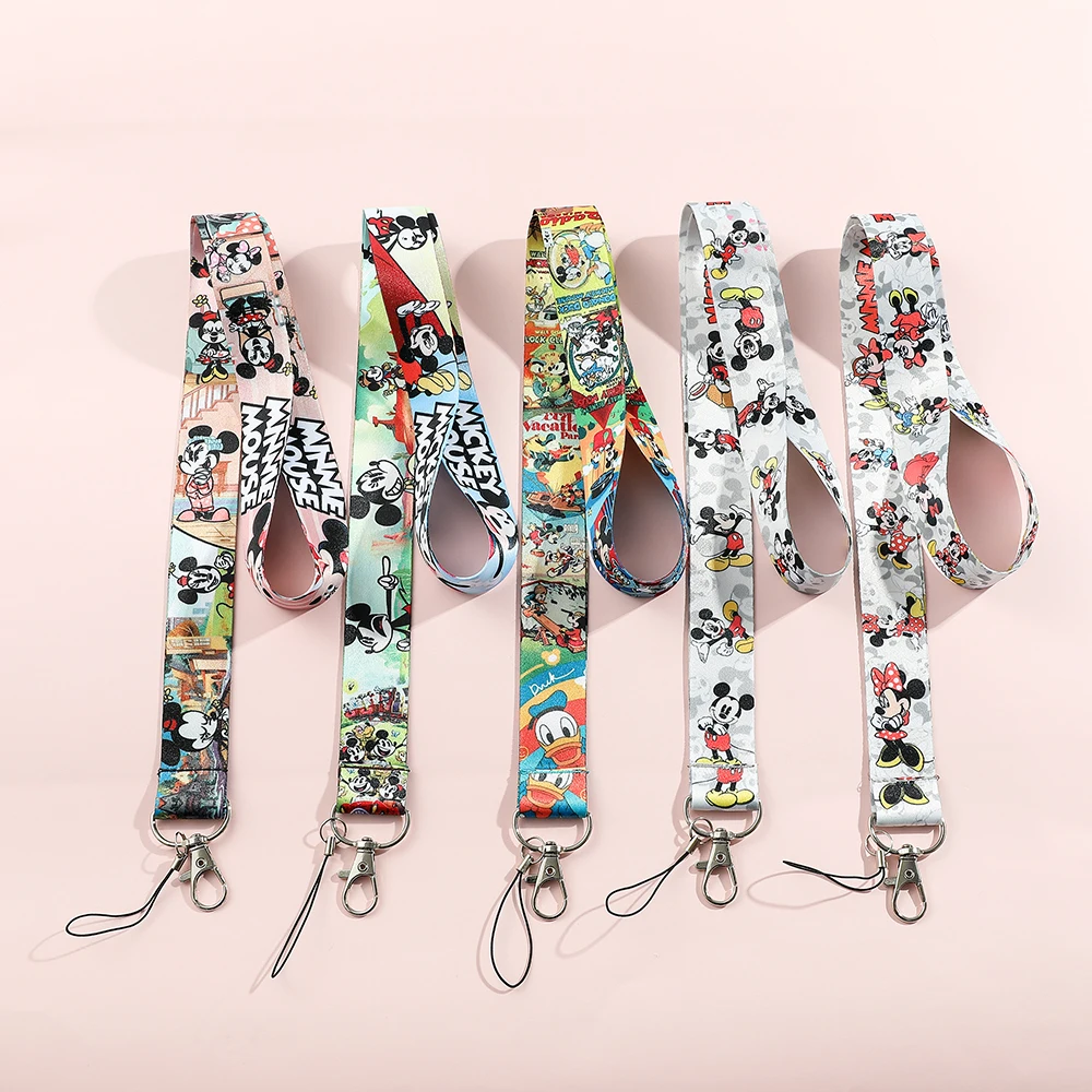 

Новинка, 1 шт., ремешки для ключей от Диснея, Микки и Минни, ремешки на шею для карт, значок, держатель для ключей, подвесные веревочные брелки «сделай сам»