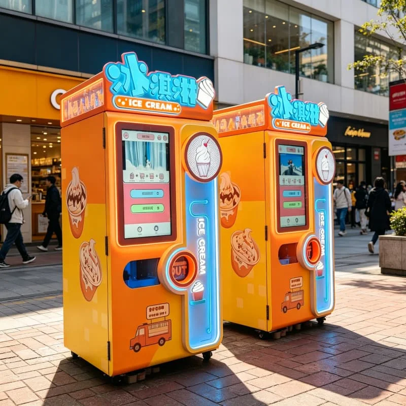 Máquina expendedora de yogur helado de autoservicio las 24 horas, de pie, 2 sabores, 220V, con monitoreo remoto, para vestíbulo de hotel y estación de autobuses
