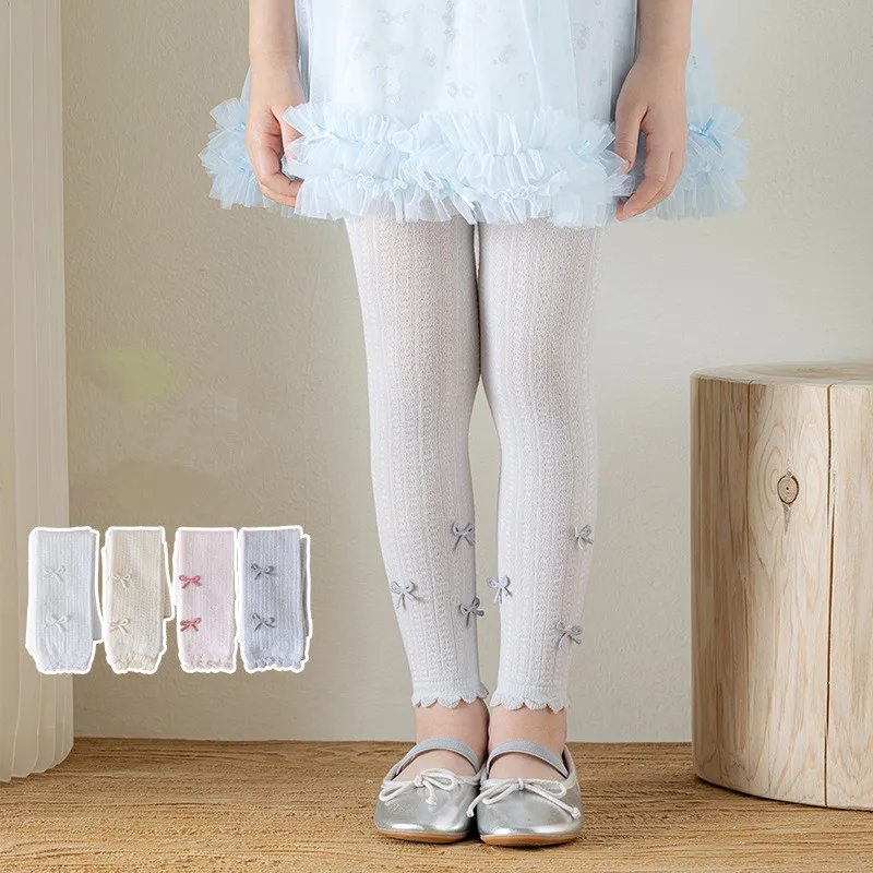 Baby Girls Summer Leggings Kids Thin Stockings Socks Children Bow School Student Uniform Princess Tights view 3