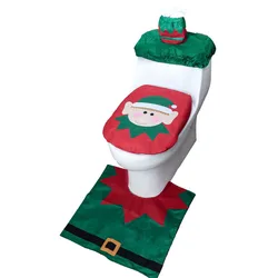 3Pcs Christmas Elf Toilet Seat Covers Set Bathroom Mats For Xmas Toilet Decoration Home New Year Navidad Holiday Decor Supplies