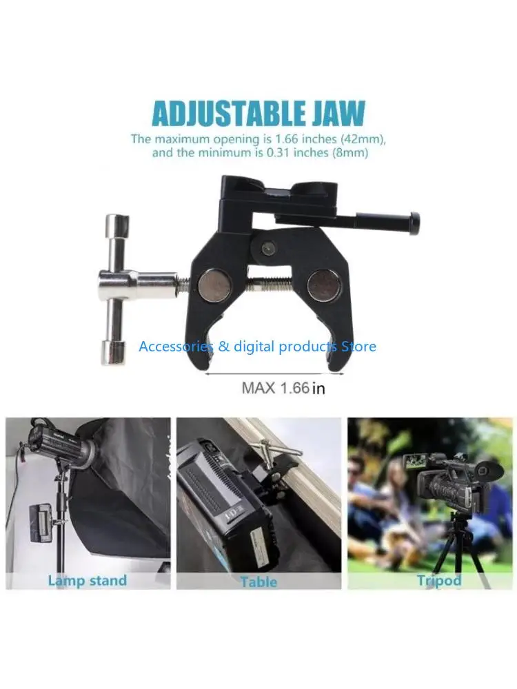 77JD Adjustable Clamp V Bracket with Metal Handle for Light Stand Tripod Table
