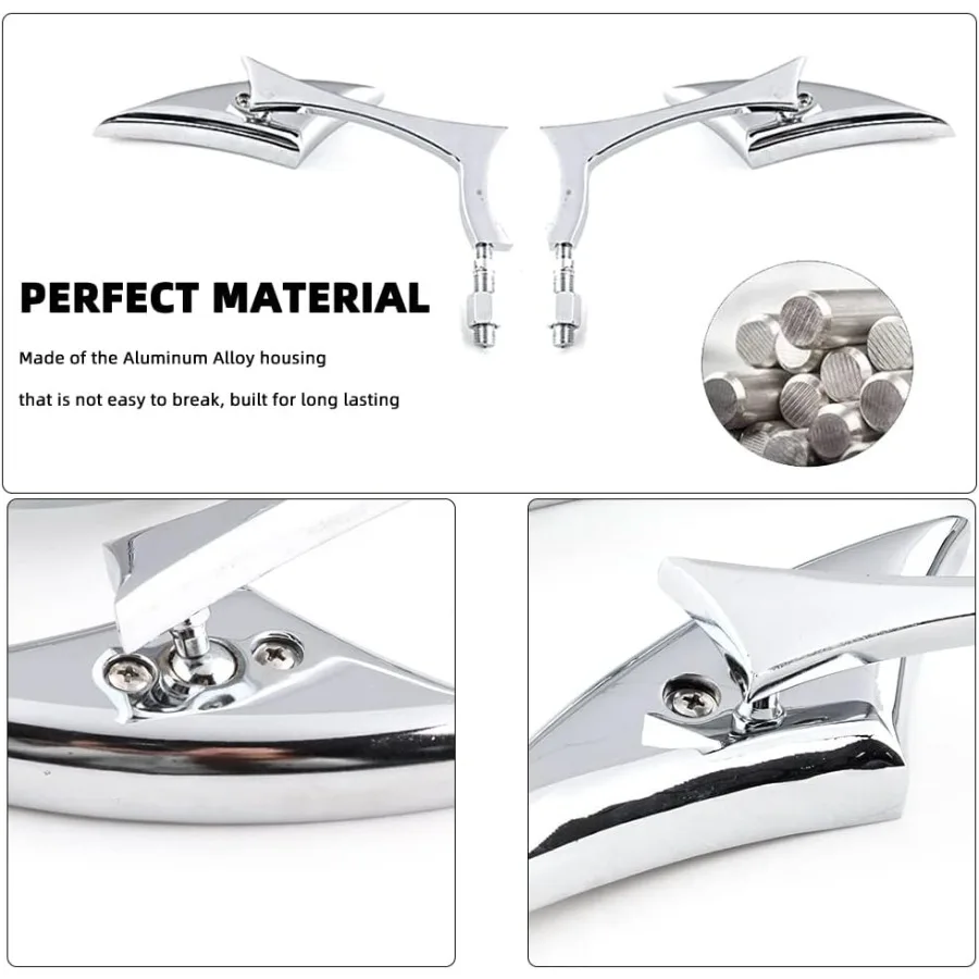 Chrom-Motorradspiegel in Fledermausform, Upgrade-Rückspiegel für Harley Road King Sportster Street Glide und langlebiges Metall