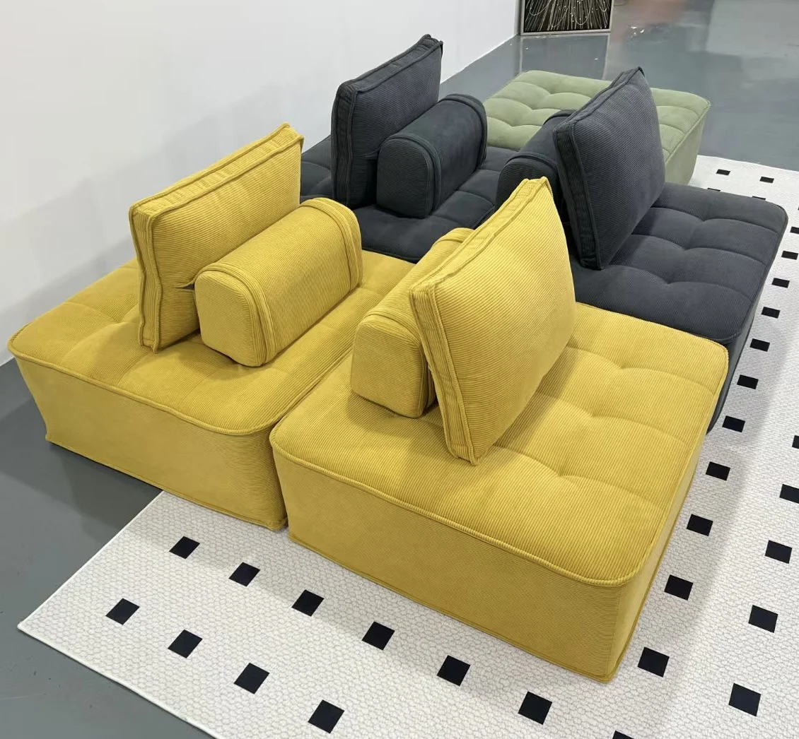 #3-Seater Modern Square Compressed Sofa Set With Vacuum Sponge Filling Fabric Cover Sofa Bed Feature Moldule Sofa