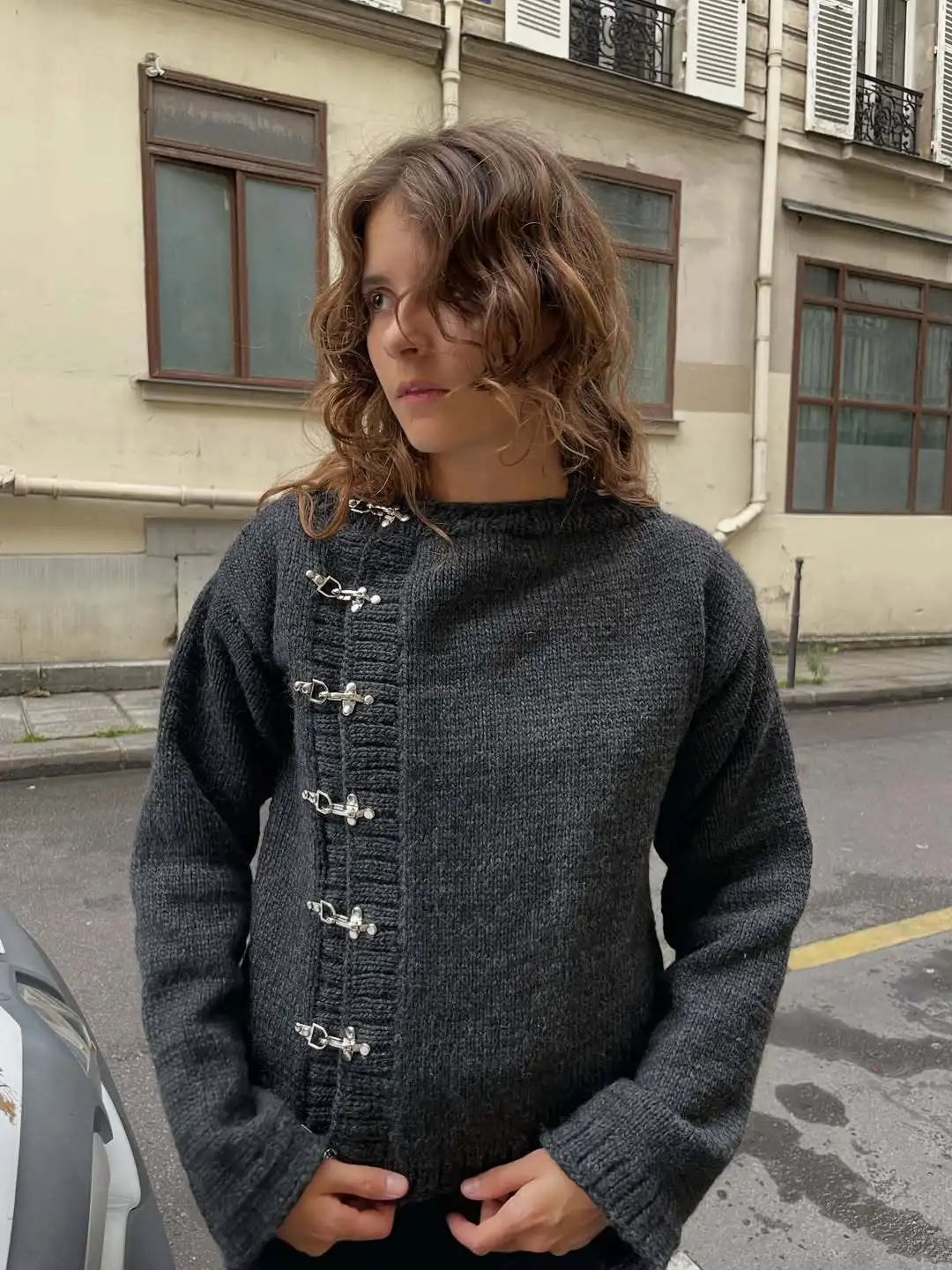 2026 European and American new autumn and winter button cardigan sweater, warm, casual and slimming women's knitted sweater emo