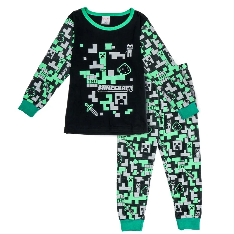 Pijamas de Minecraft para Niños, Ropa de Dormir de Manga Larga y Pantalones Cortos, Traje de Manga Corta, Pijamas Infantiles
