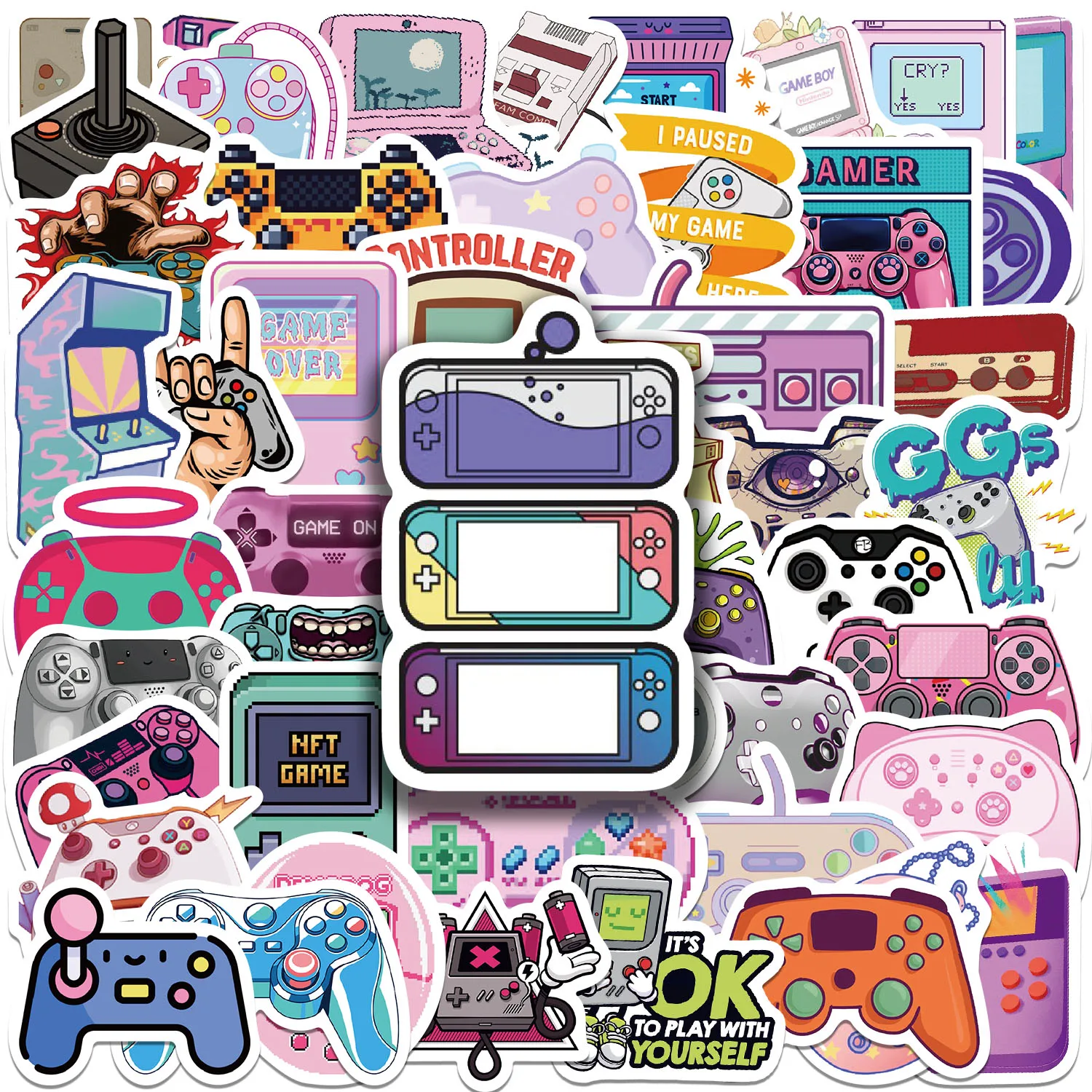 60pcs Game Pad Cartoon originality Sticker suitable for Notebook computer Luggage  Refrigerator skateboards phone cases sticker