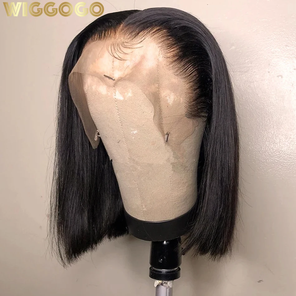 Wiggogo Short Bob Wigs Straight Frontal Wig Hd Lace Wig Hd Lace Frontal Wig 13X4 Lace Front Human Hair Wig 4X4 Closure Wigs