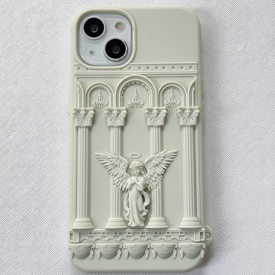 Creative Plaster Statue Praying Angel Silicon Phone Case for iPhone 15 14 13 Pro Max Back Phone Cover for 12 11 Pro Max Capa