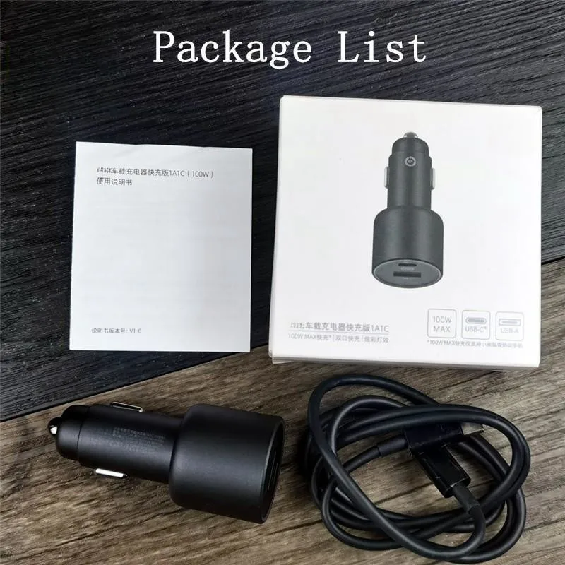 RedMi Note 11 Car Charger XiaoMi Original 100W 1A1C Dual Usb Fast Charging For Mi 10 11 12 Poco F3 M3 X3 X5 Pro C to C 6A Cable