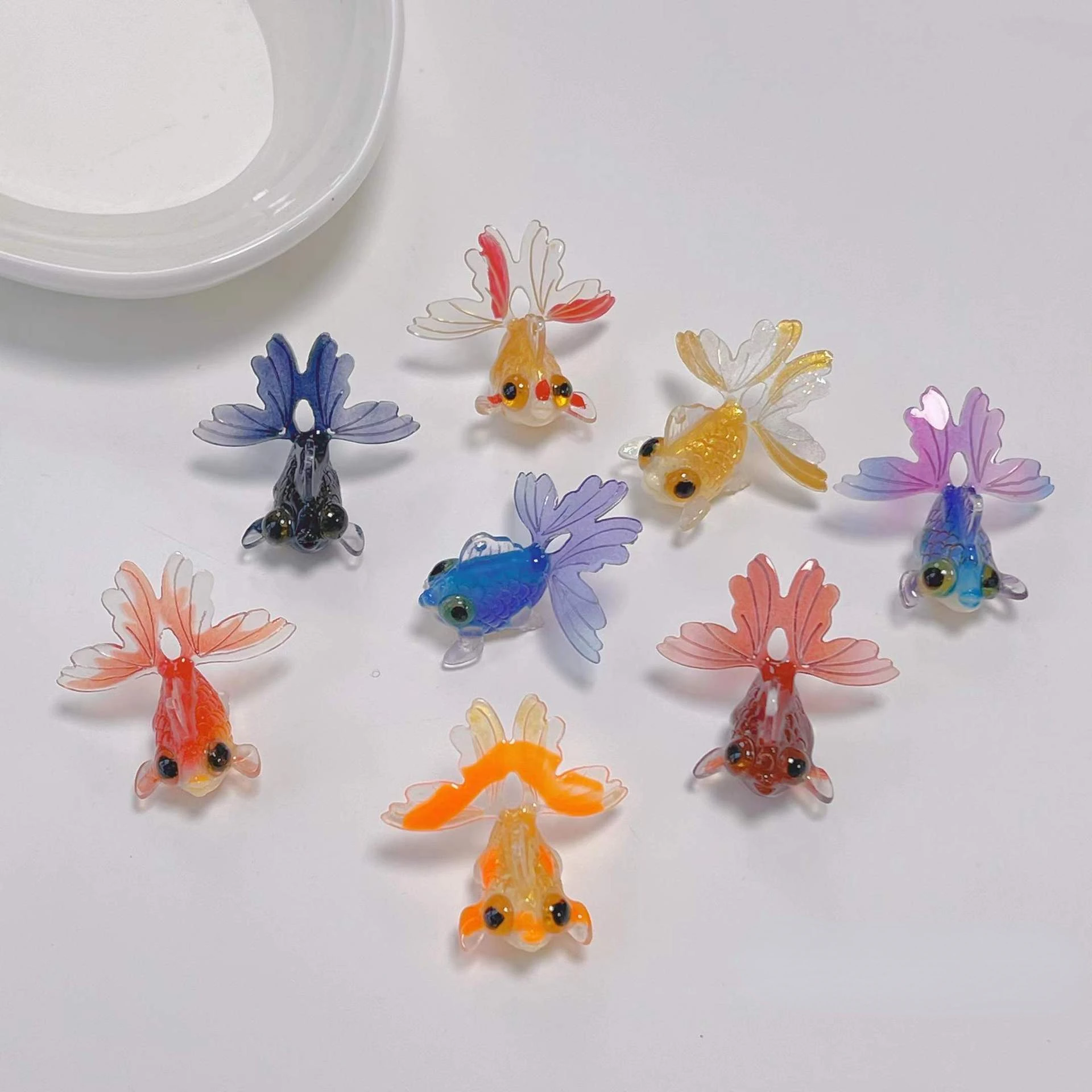 Mini Acrylic Goldfish Animal Model Decor PVC Craft Figurine Decoration Miniature Fairy Garden Ornament DIY Accessories