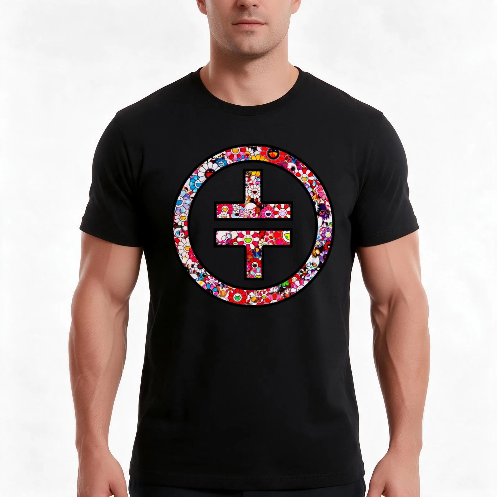 Take That - Smiley Flower Symbol T-Shirt, Summer Casual Cotton Tee, Oversized Streetwear Tops, Vintage Graphic Print