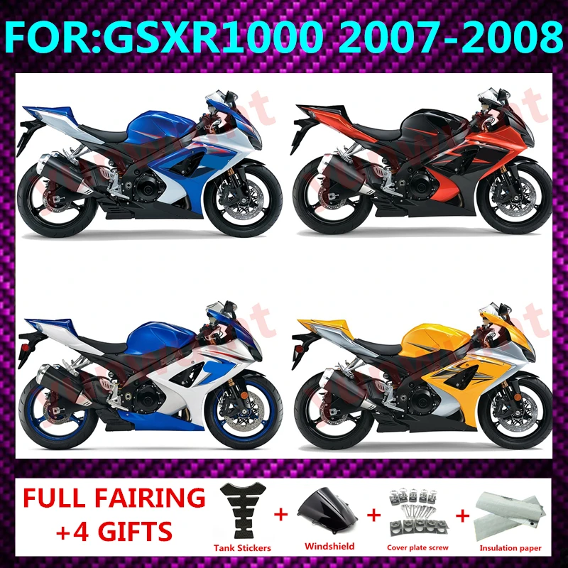 

for GSXR1000 07 08 GSX-R1000 K7 2007 2008 fairing fit Motorcycle Bodywork Set Injection Mold ABS Plastics Full Fairings Kit zxmt