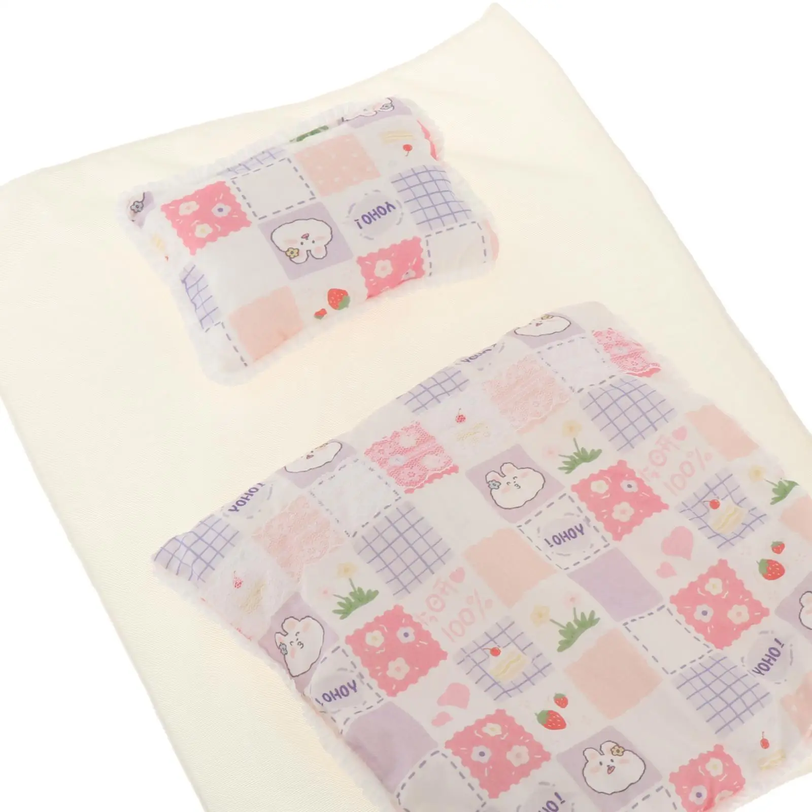 Doll Bedding Accessories Set Dollhouse Decoration Include 1 Sheet, 1 Quilt, And