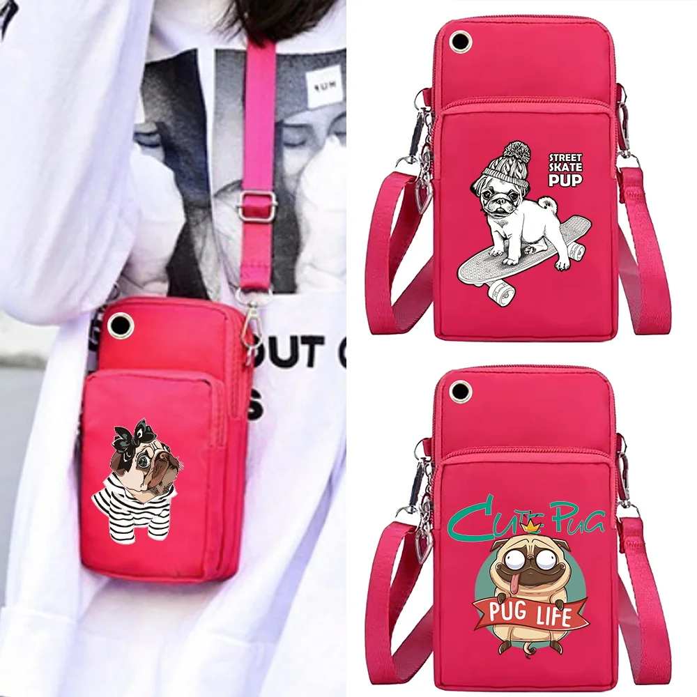 Mobile Phone Bag for Iphone/huawei/xiaomi/samsung Universal Shoulder Bags Wrist Pack Arm Bags with Headset Hole Dog Pattern