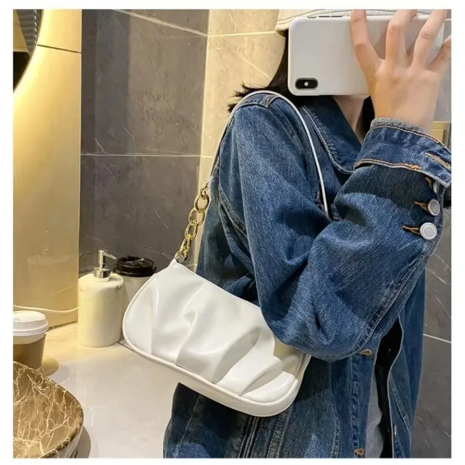 

Concise Design 1 Pcs New Cloud Pleated Causal Handbag Women's Dumpling Tote Armpit Bag Shopping Shoulder Bags Underarm Bag