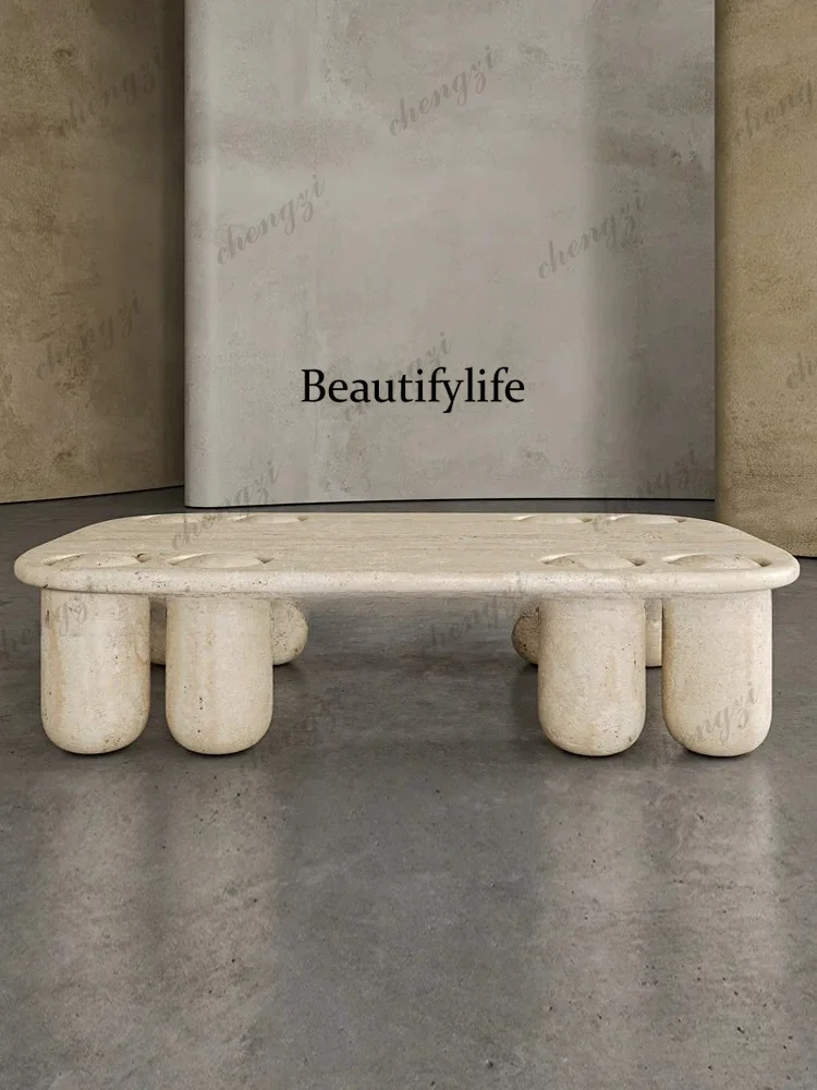 French minimalism, new living room high-end sense, marble rectangular coffee table for home use