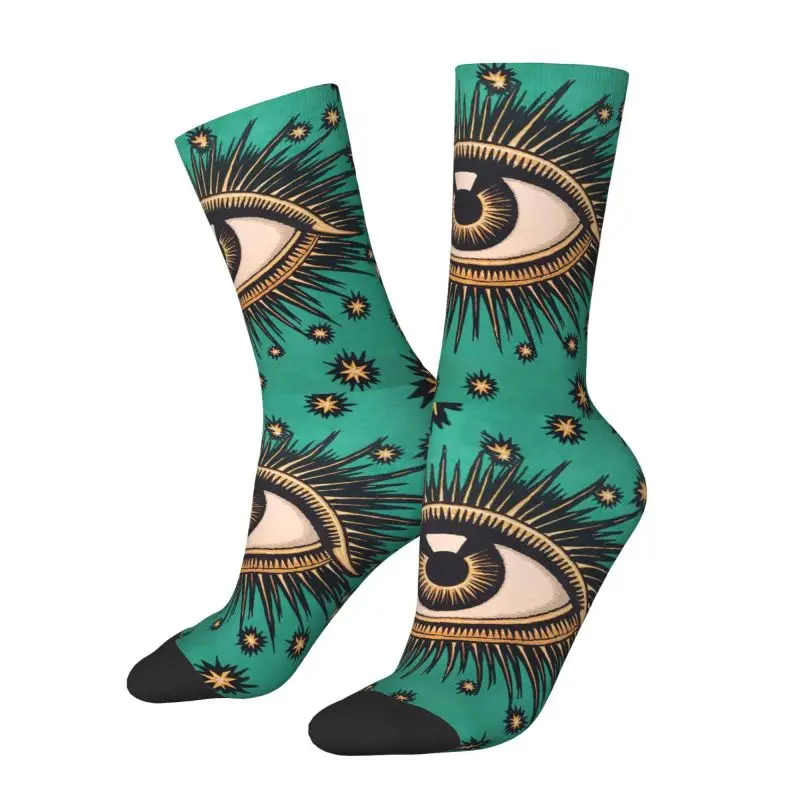 Cute Printed All Seeing Eye Art Socks for Men Women Stretch Summer Autumn Winter Evil Mystic Eyes Crew Socks