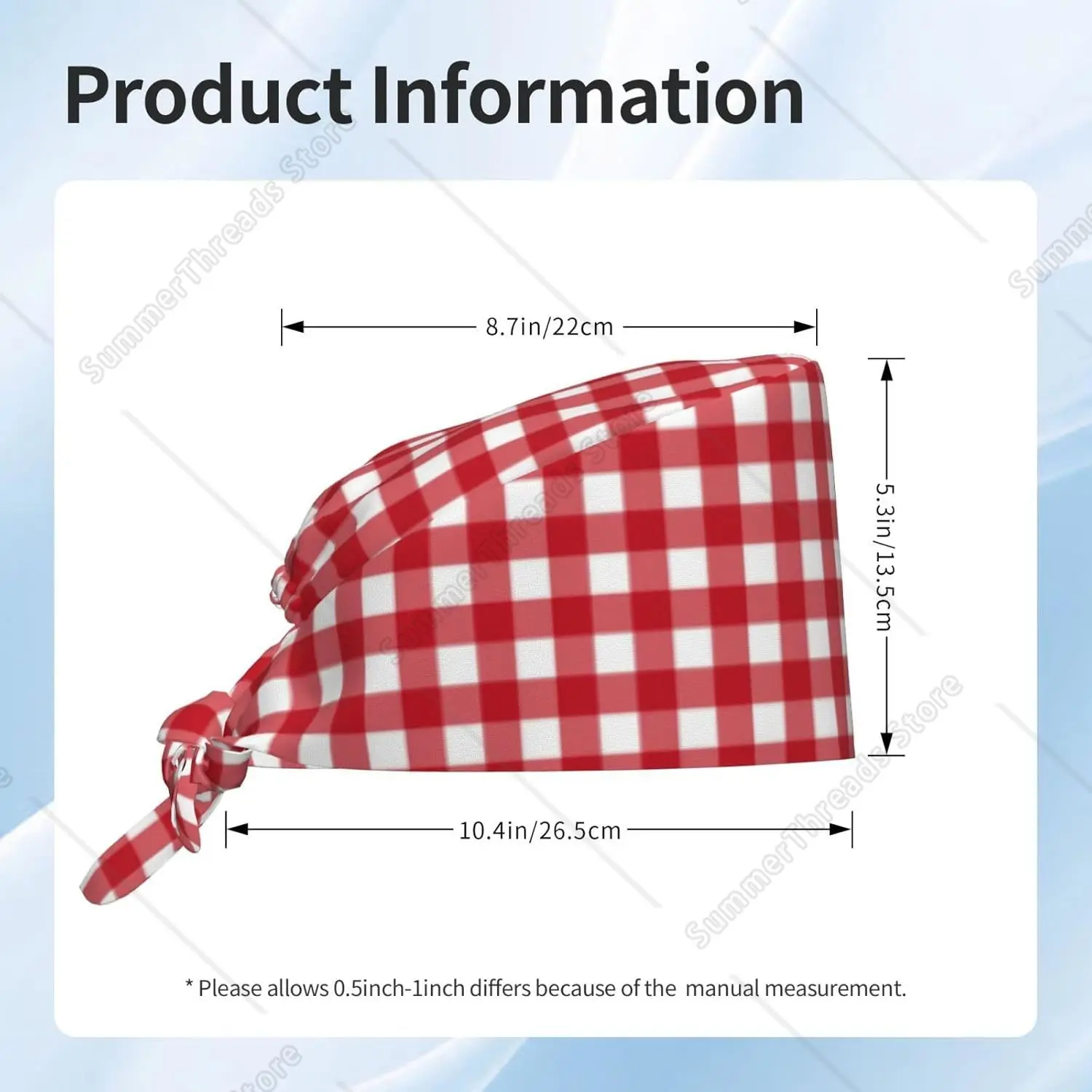 Gorros exfoliantes para mujeres y hombres, gorro de trabajo ajustable con tablero de ajedrez rojo, gorros para mujeres y hombres, gorros de enfermera con banda para el sudor