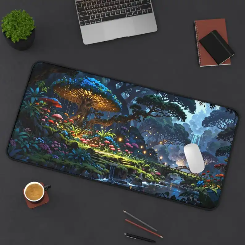

Mushroom Fantasy Forest Table Mats, Cute Mouse Pad Play Mat, Forest Pass Travel Travel Table Mat, Unique Office Decoration