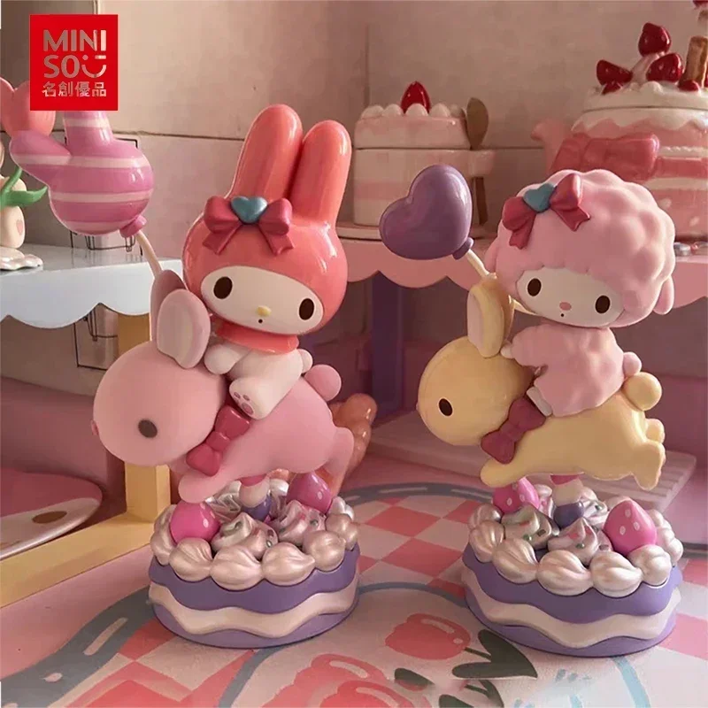 Miniso My Melody شخصية بيانو حلوة ، سلسلة حفلات أصلية ، لعبة موديل PVC ، زخرفة التجميع ، هدية سطح المكتب للأطفال ، Kawaii