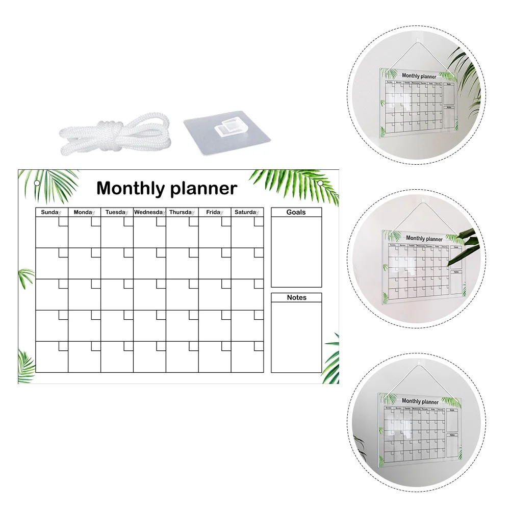 Monthly Planning Note Board Acrylic Frame Dry Erase Signs Wall Massage Boards Memo