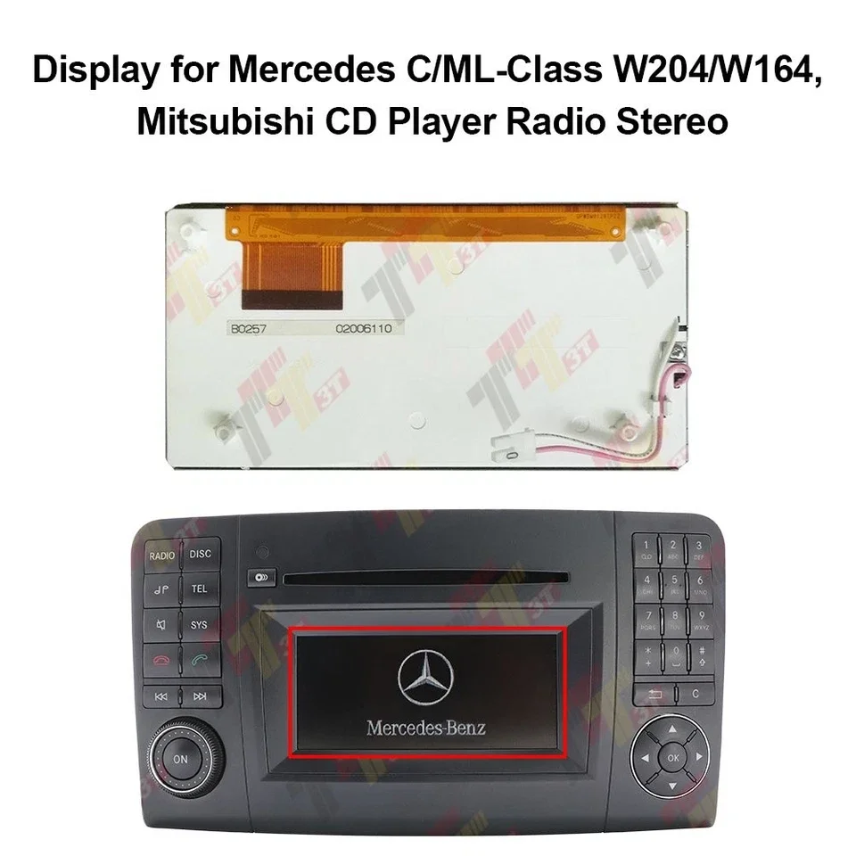 Display for Mercedes C/ML-Class W204/W164, Mitsubishi CD Player Radio Stereo
