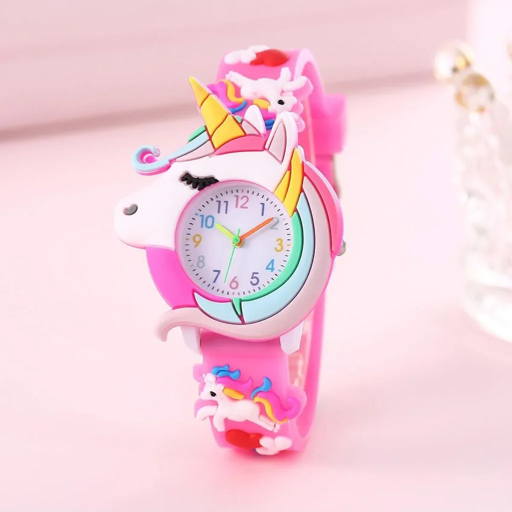 Fashion Hot Unicorn Children Silicone Cartoon kid Watch for Students Jam Tangan Kanak-kanak