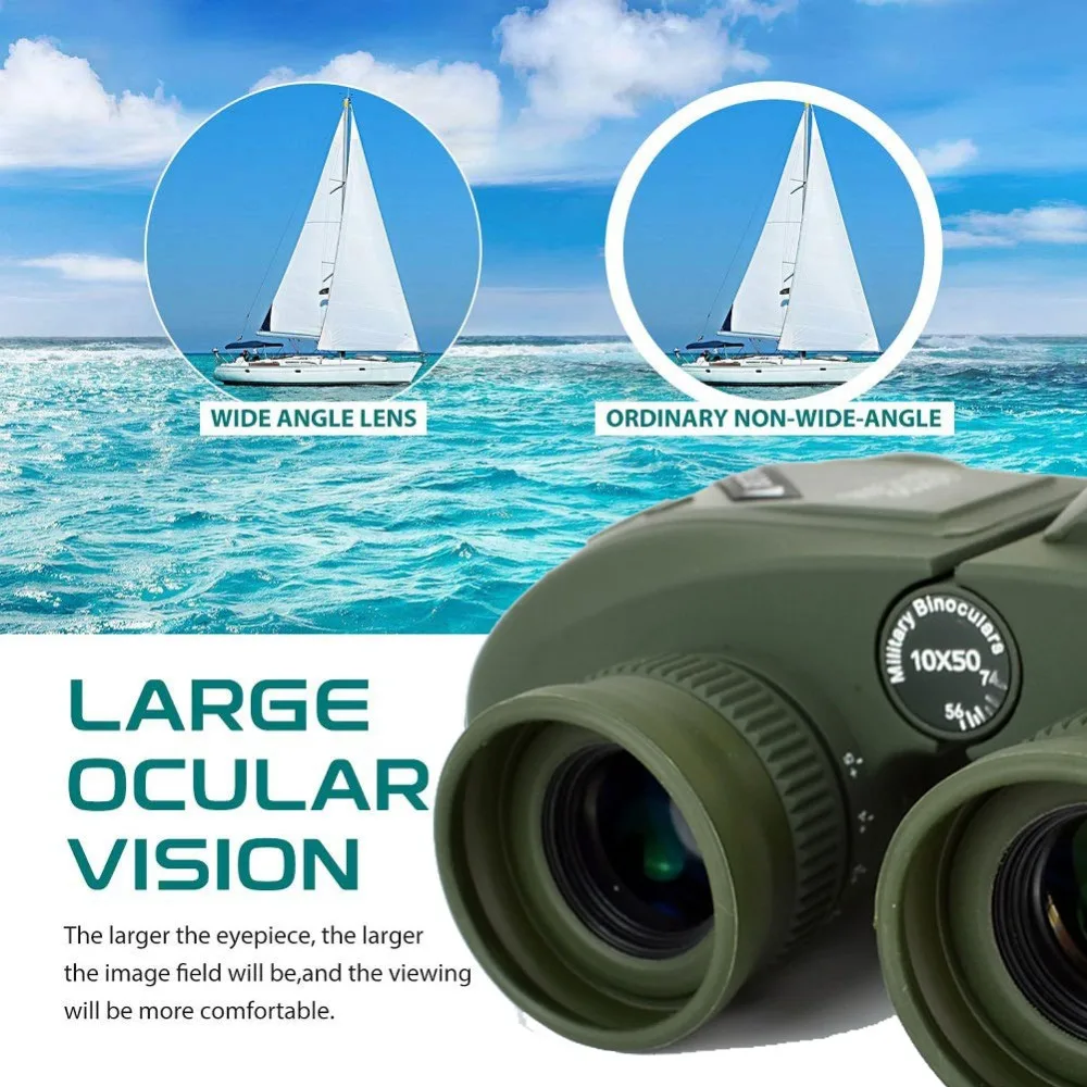 Jumelles 10x50 QUNSE , Nautique De Boussole, Mesurer La Distance