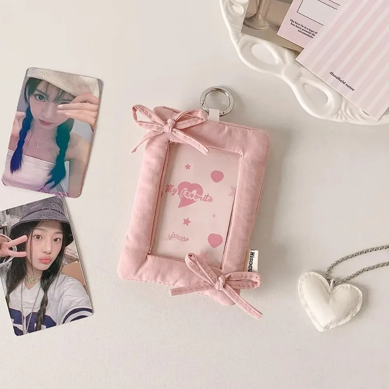 1Pcs   Simple bow card box keychain, small card protective cover display bag pendant card cover