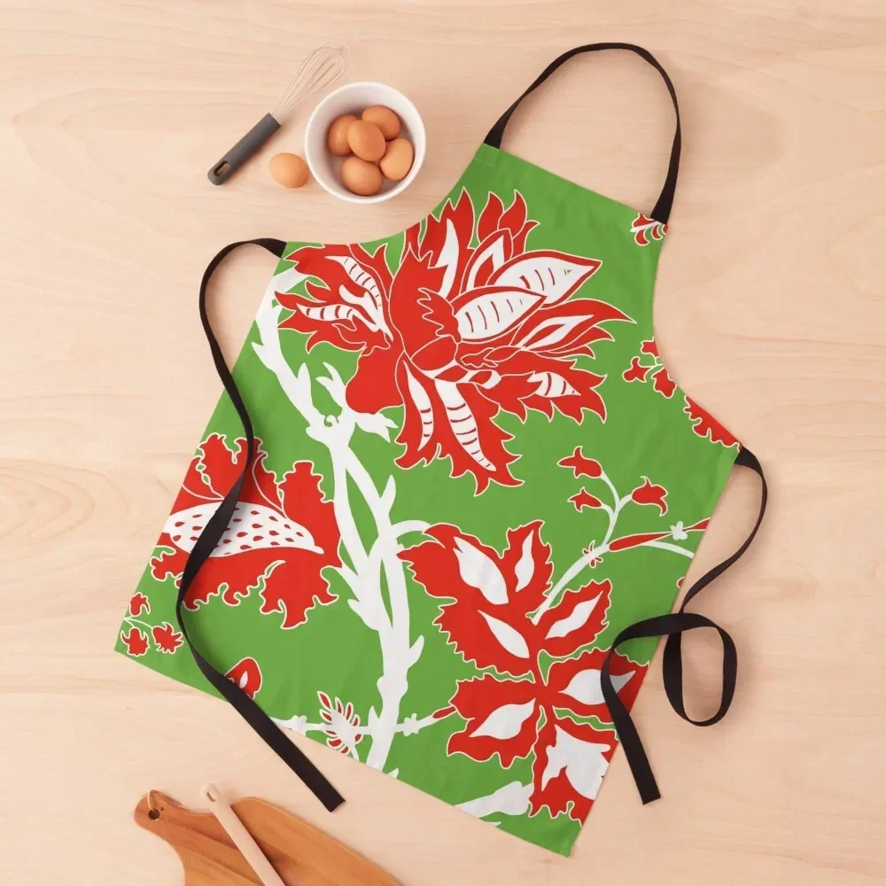 

Christmas Floral Pattern in Red and Green Apron Ladies Sexy Apron