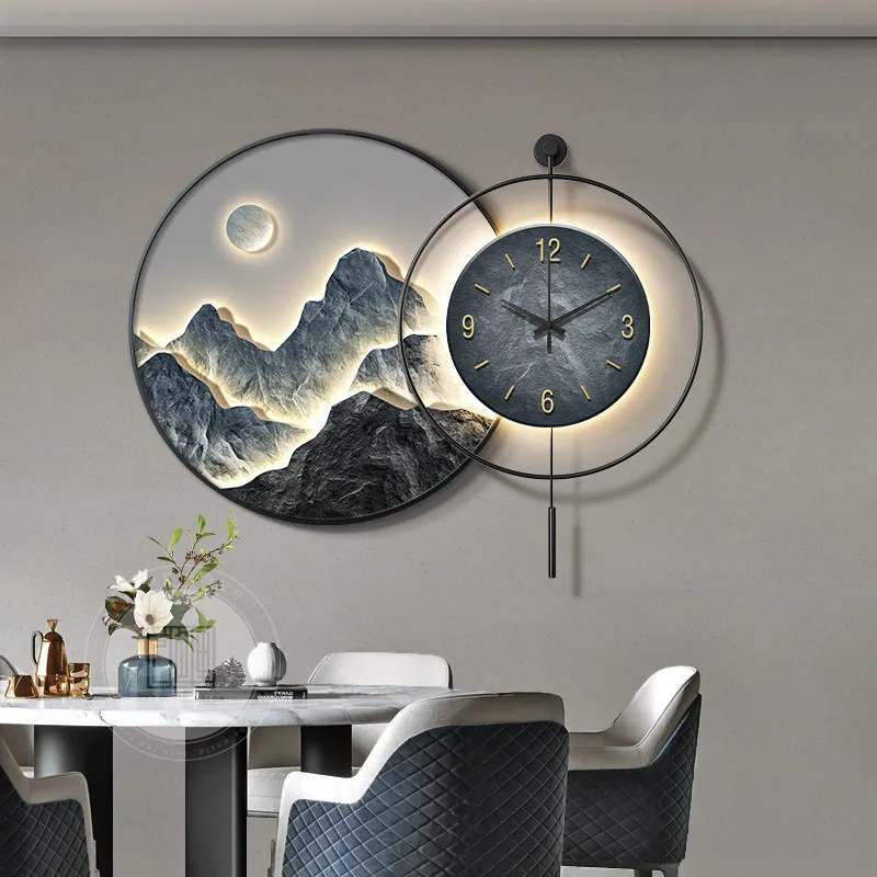 Dining Room Decorative Paintings Clocks High-end Living Room Luxury Mural Clocks Home Decor, Light Luxury Dining Room Murals
