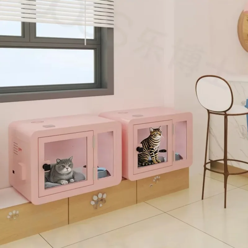 Modular Soundproof Pet Modern Cat Dog Villa Quiet Enclosure with Wheels Lockable Door Breathable Ventilation for Indoor HoteUse