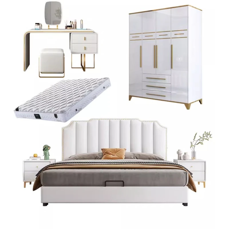 White Comforter Bedrooms Sets Double Bed Wardrobes King Size Bases Bedroom Set Full Set Luxury Camas Y Muebles Home Furniture