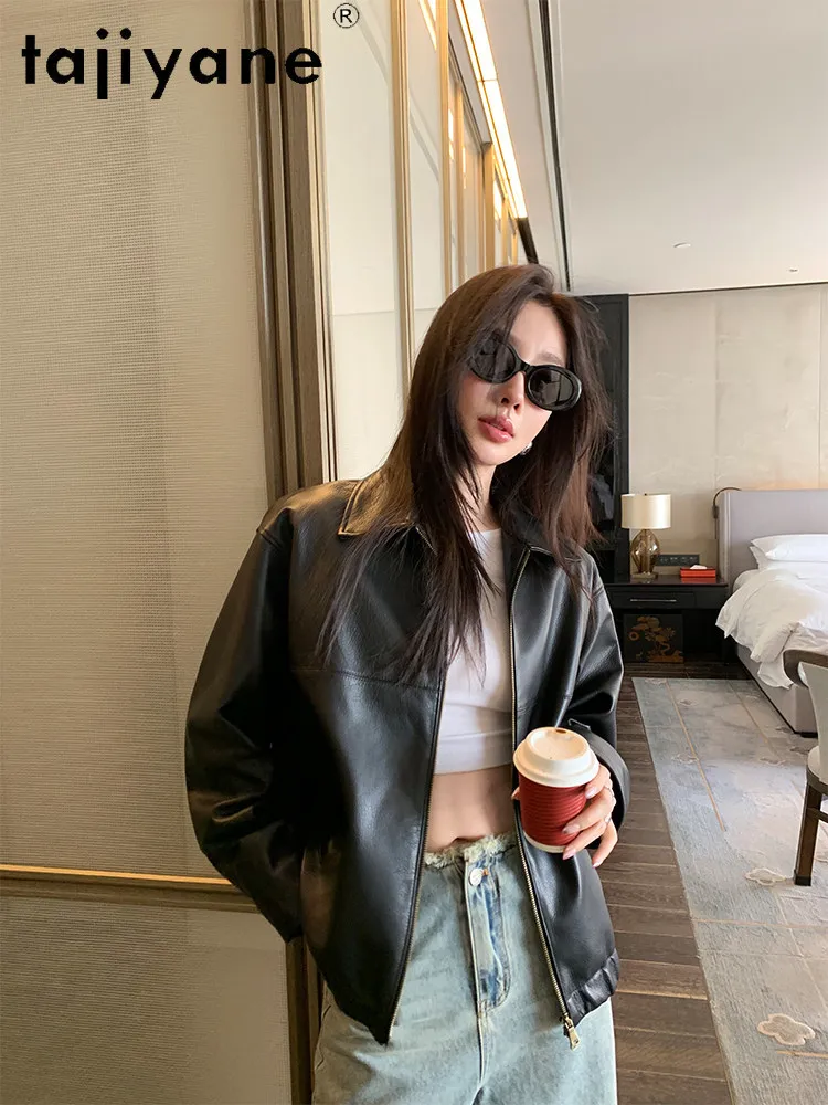 TAJIYANE Real Sheepskin Leather Jacket Woman Short Stylish Coat Premium Genuine Leather Jackets Spring Women Clothes 2026 신상아우터