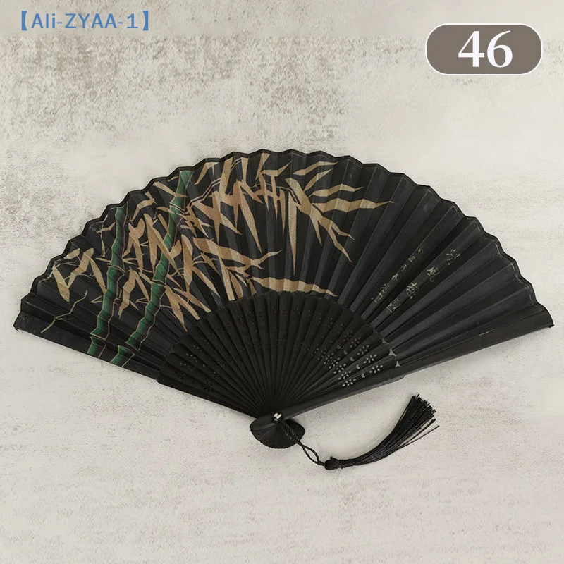 【ZYAA-1】1 abanico plegable de seda chino japonés con mango de madera, abanico de danza clásica, borla de alta calidad, elegante abanico femenino