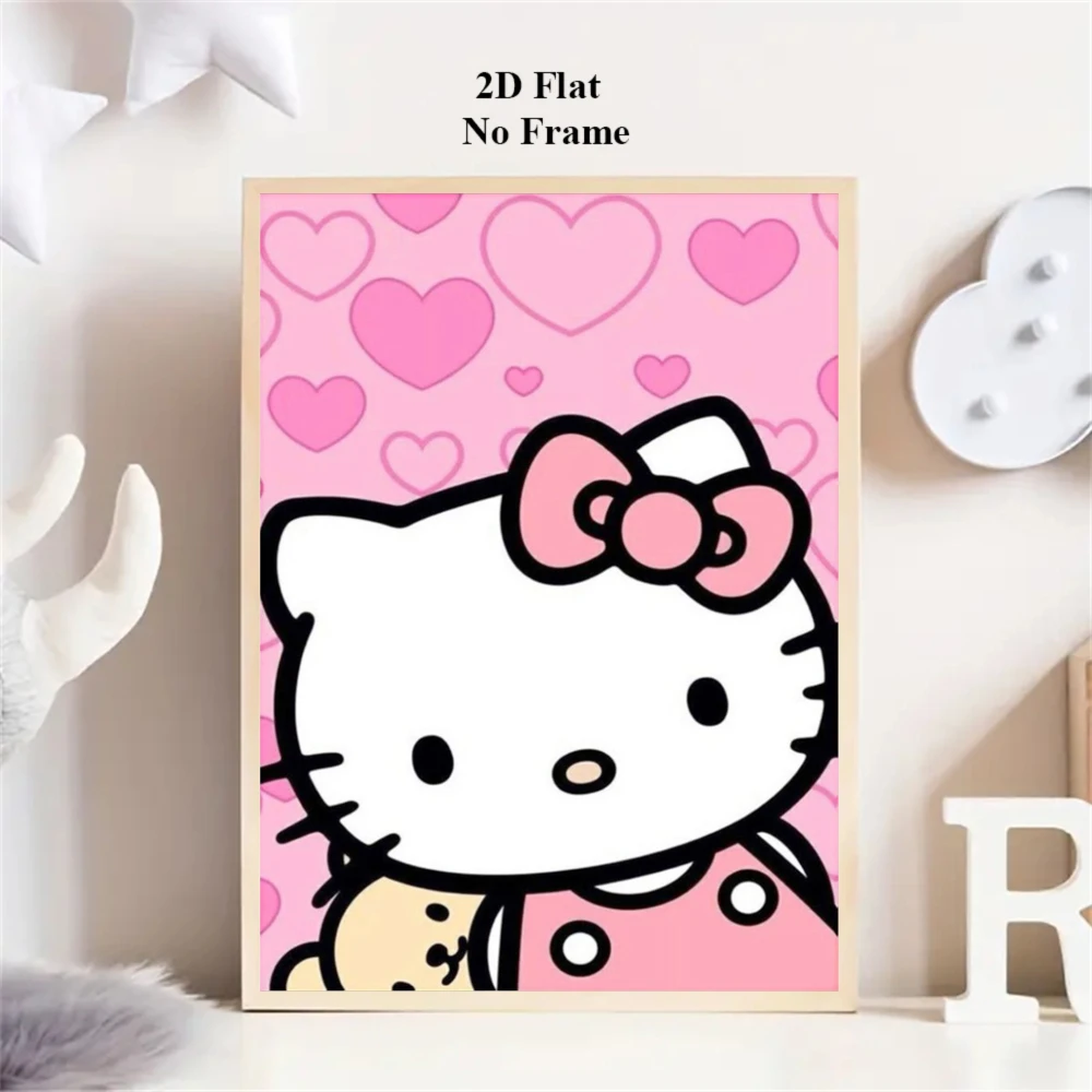 2027 2DFlat, 1pc Sanrio Hello Kitty - Iconic Wall Art, Unframed Suitable for Room,,, Hello Kitty Themed Gift for, Home Decora