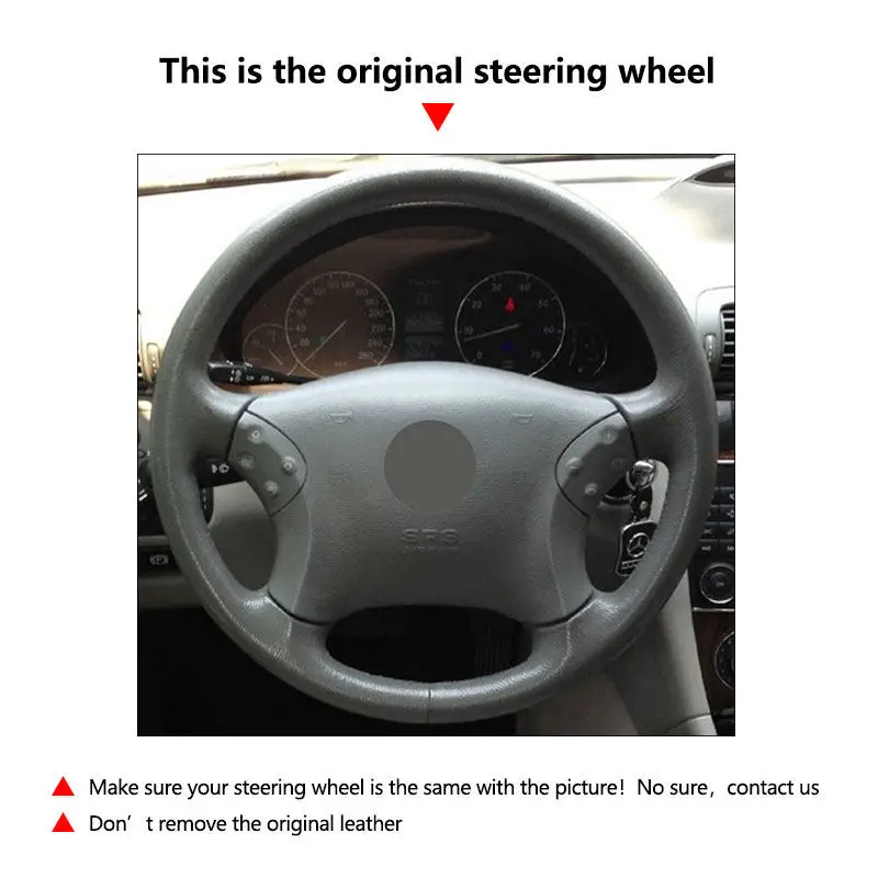 Car Interior Steering Wheel Suede Leather Cover Protective For Mercedes Benz C-Class W203 2001 2002 2003 2004 2005 2006 2007