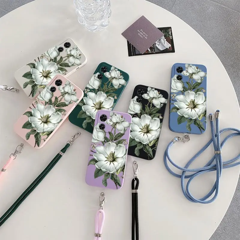 EDGE40 Blooming Peonies Silicone Phone Case For Motorola Moto EDGE 40 EDGEPLUS 20 30 40Neo E7 E22 E13 E32 E22i E20 Cover