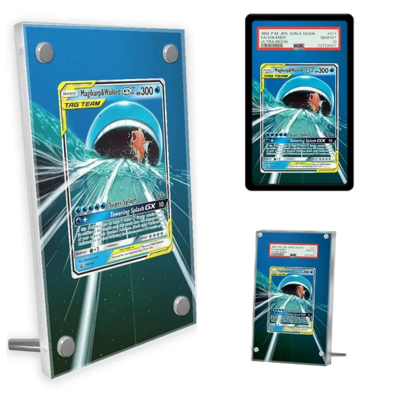 Pantalla de tarjetas de Pokémon Magikarp Cobalion, colección de juegos de Anime, regalos de arte expandibles, funda protectora acrílica hecha a sí misma, llavero de juguete